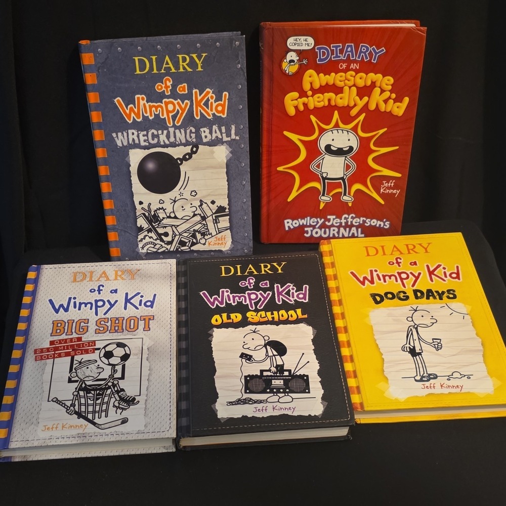 5 books‎ Diary of a Wimpy Kid by Jeff Kinney Hardcover Humorous Stories.